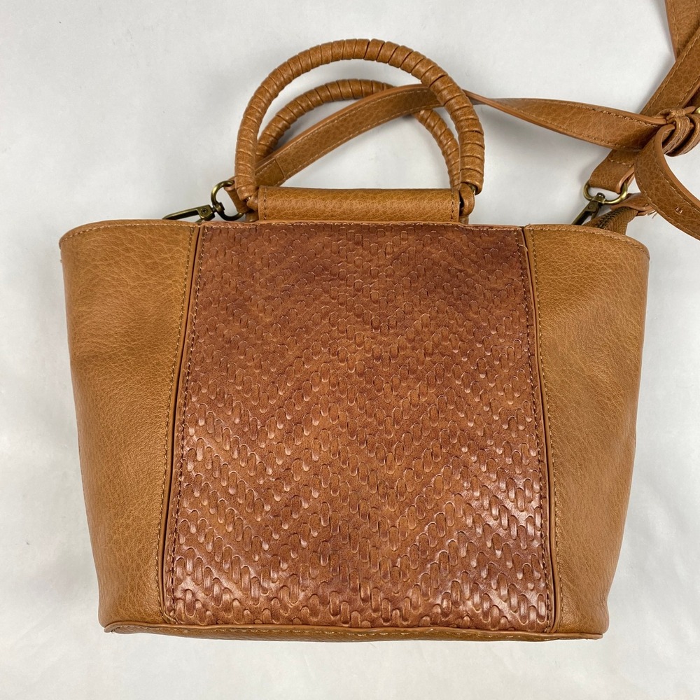 Anthropologie Tobacco Mini Crossbody Purse Brown Textured - Picture 4 of 16